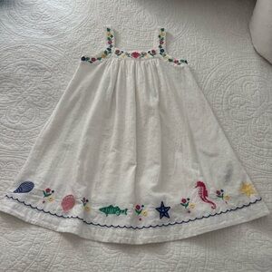 Mini Boden White Dress with Colorful Embroidery
